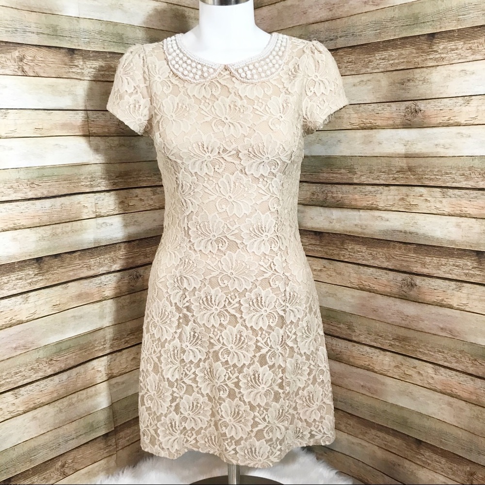 Forever 21 lace beaded cream dress